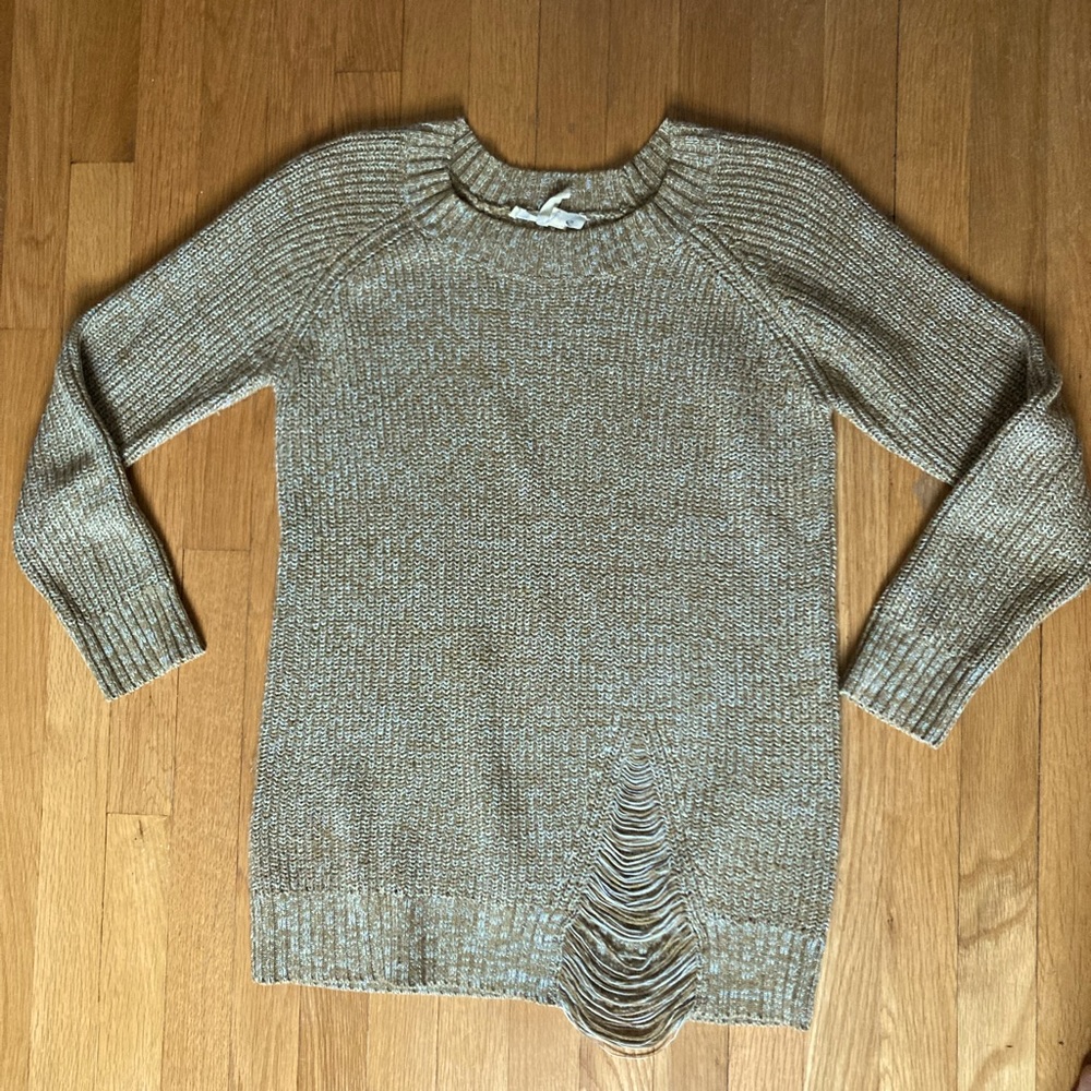 BCBG Generation Distressed Gold Sweater, Small